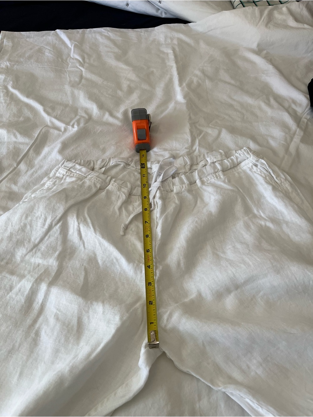 CP SHADES CLASSIC Lightweight White Linen Drawstring Pants - Picture 5 of 12